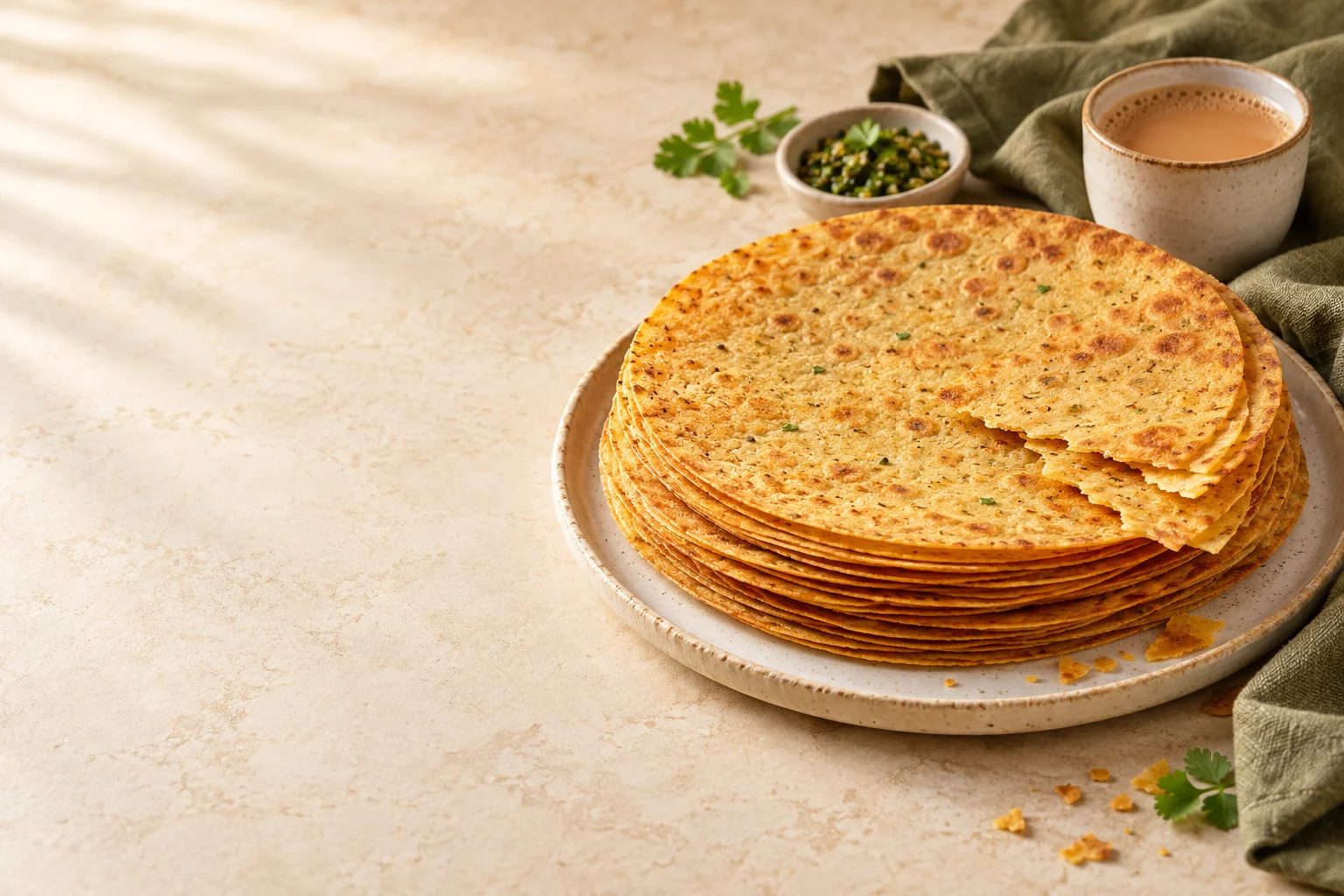 A little crunch. A lot of flavour. Representative khakhra serving image