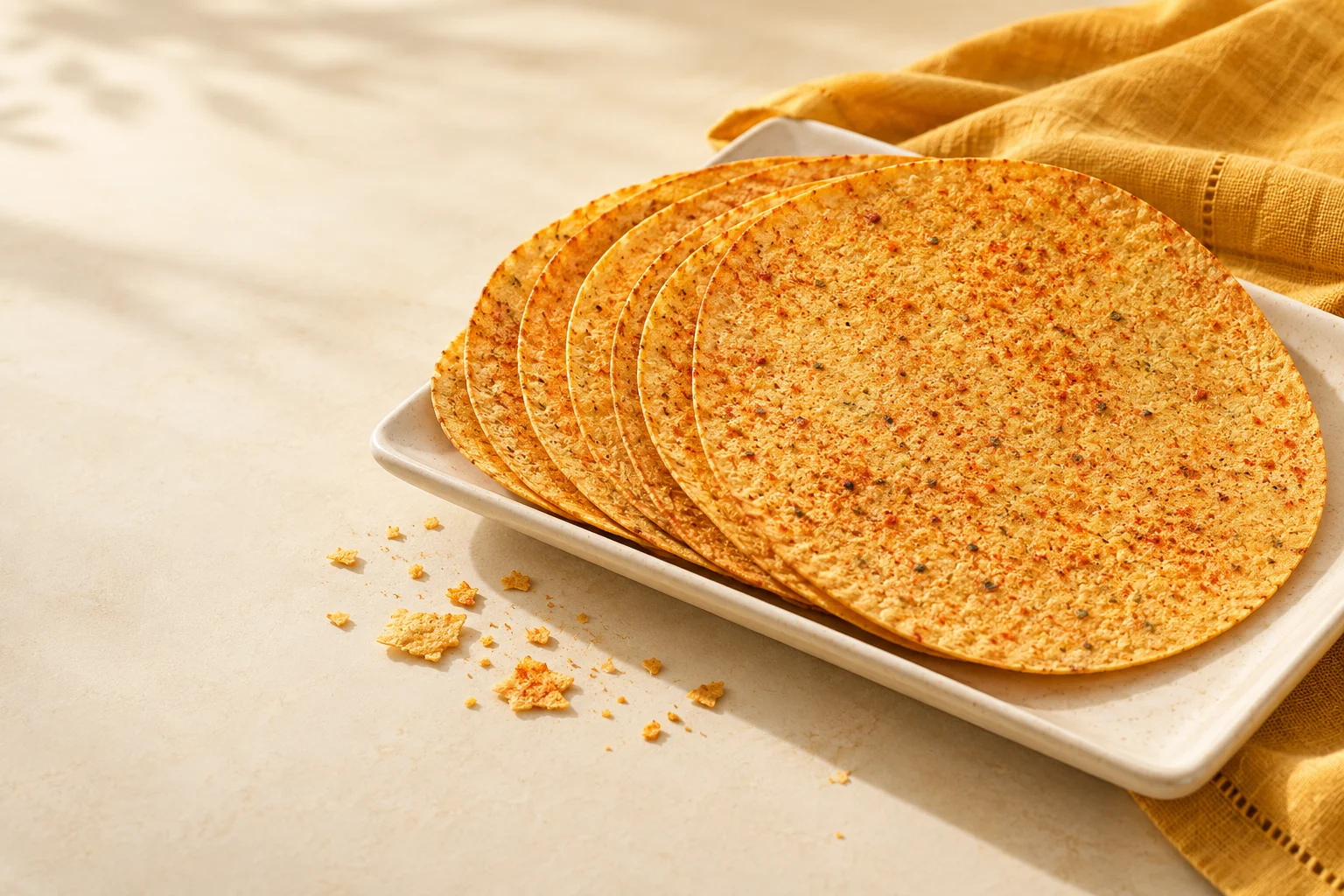 A little spice for your snack break. Representative khakhra serving image